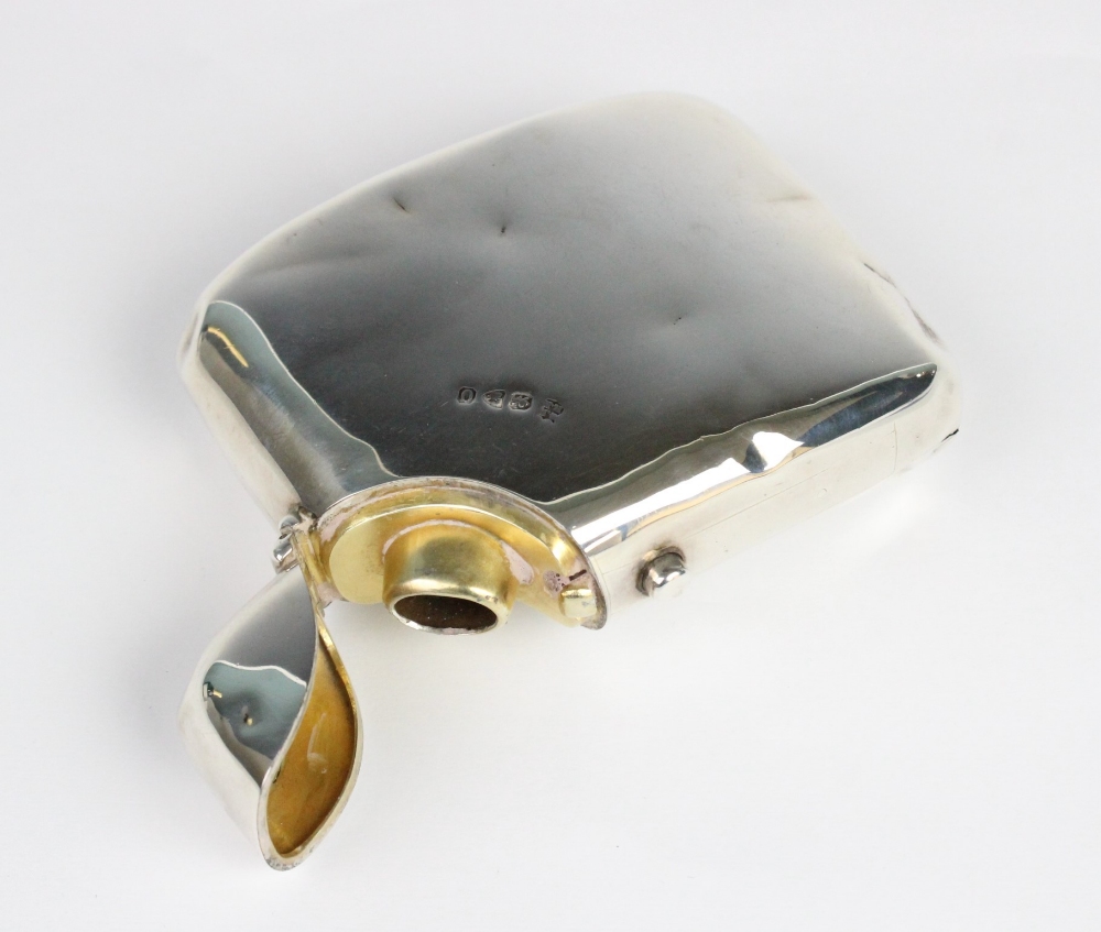 A late Victorian silver hip flask by George Nathan & Ridley Hayes, Chester 1897, of curved - Image 2 of 2