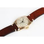 A Gent's 1930's 9ct gold 'bubble back' Rolex Perpetual Chronometer wristwatch, the round dial with