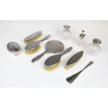 An Art Deco Britannia standard silver backed dressing table set by British Metallising Co Ltd,