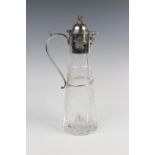 A silver mounted cut glass claret jug by Roberts & Belk, Sheffield 1981, of tapering cylindrical