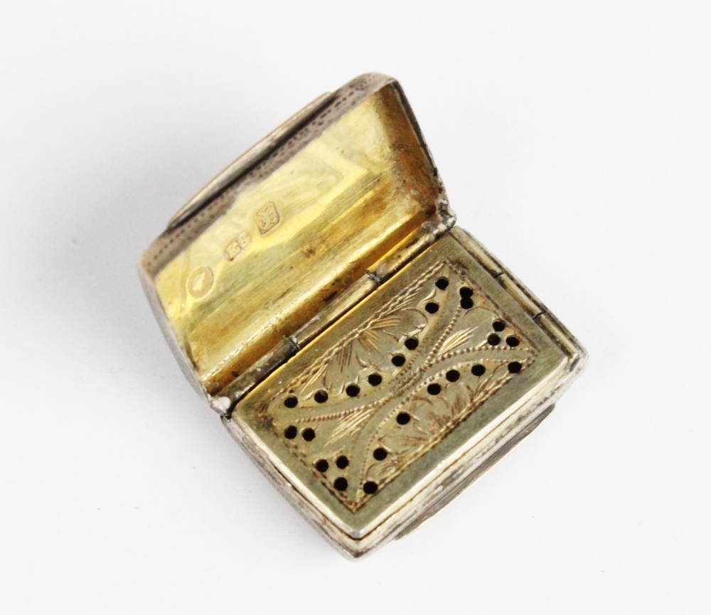 A George III silver vinaigrette by Joseph Wilmore, Birmingham 1811, of rectangular form, the - Image 3 of 3