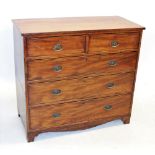 An early 19th century mahogany chest of drawers, with an arrangement of two short and three long