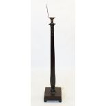 A 19th century and later converted mahogany pedestal standard lamp, of tapering reeded form,