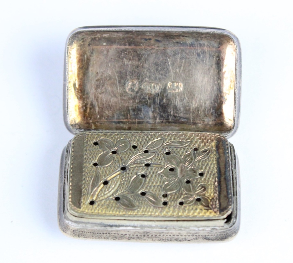 A George III silver vinaigrette by Joseph Wilmore, Birmingham 1811, of rectangular form, the - Image 2 of 3