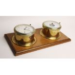 A Schatz Royal Mariner reproduction brass cased ships clock, with a two-train alarm movement, 16cm