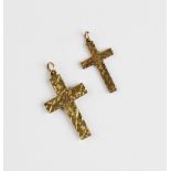 A 9ct gold cross pendant, with engraved floral decoration to front, 30mm x 19mm, marks for