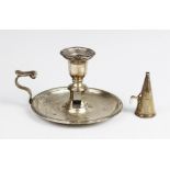 A William IV silver chamberstick by Waterhouse, Hodson & Co, Sheffield 1832, circular base with