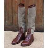 A pair of vintage Maxwell of London canvas and leather military field boots, with quarter lace front