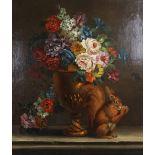J. L. Boizet, Oil on canvas, Still life with flower vase and red squirrel, Signed lower left and