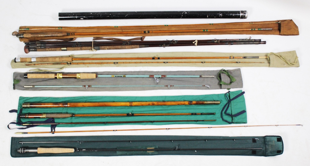 Six assorted fishing rods, to include; 'The Warrior' rod two-piece split cane, a four-piece split - Image 2 of 2