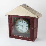 An early 20th century brass cased ships clock, the 17cm white enamelled dial applied with Roman