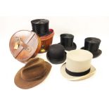 A Sam Marshall, Hyde silk top hat, within padded leather case, along with a second Sam Marshall silk