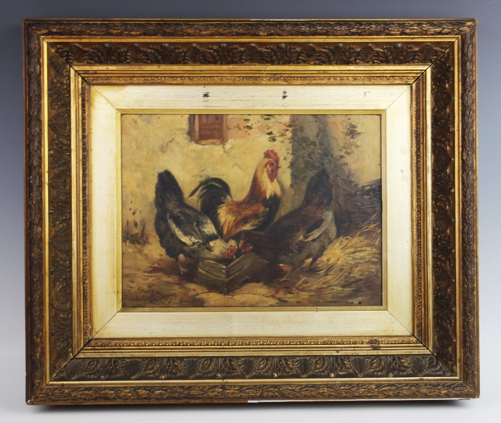 J. Dalton (English school, 19th century), Oil on canvas, A cockerel and hens feeding, Signed lower - Image 2 of 3