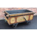 A late 19th painted iron cheese vat by W H Smith & Co Ltd, Whitchurch, with wooden side rails