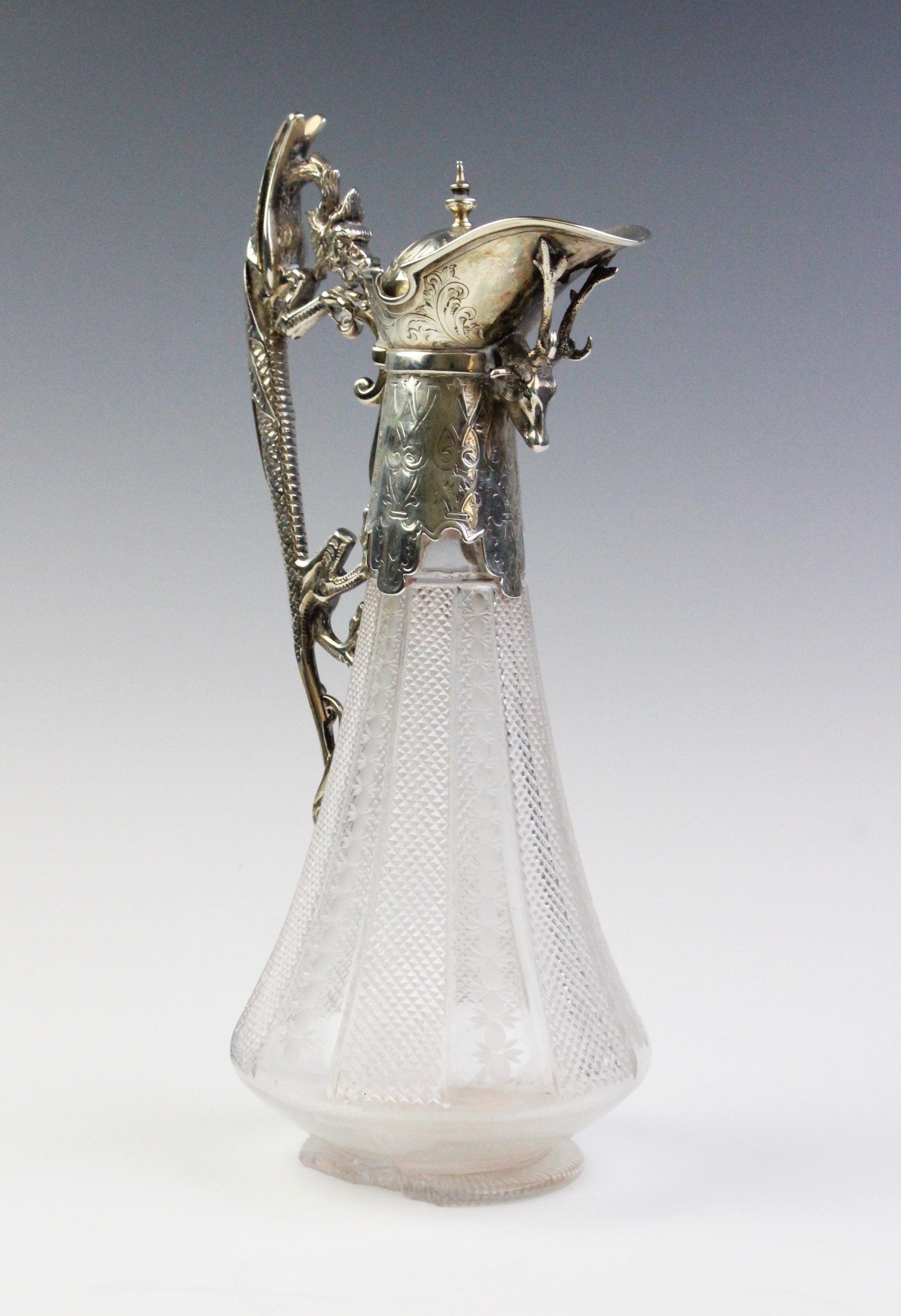 A Victorian silver mounted cut glass claret jug, marks for 'WP', - Image 2 of 6