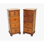 A pair of Victorian style tall pine chests of drawers, 20th century, each with a rectangular moulded