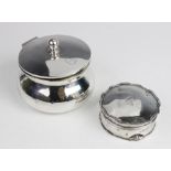 A silver powder pot by Marks & Cohen, Birmingham 1907, of compressed circular form, monogrammed