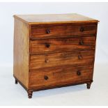A mid 19th century mahogany chest of drawers, the rectangular thumb moulded top above four graduated
