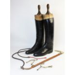 A pair of Gentlemen's riding boots by John Laxton, complete with trees, with a silver collared