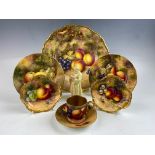A collection of Royal Worcester, to include a plate, painted with peaches and grapes