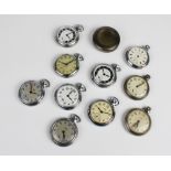A selection of mid/late 20th century white metal pocket watches, to include five examples by