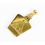 MASONIC INTEREST: A Royal Arch Masonic Keystone fob pendant, pendant bail stamped '18K', 4.3cm long,