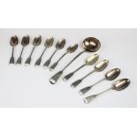 A silver fiddle and thread pattern canteen of cutlery, comprising; eight dinner forks, 20.3cm