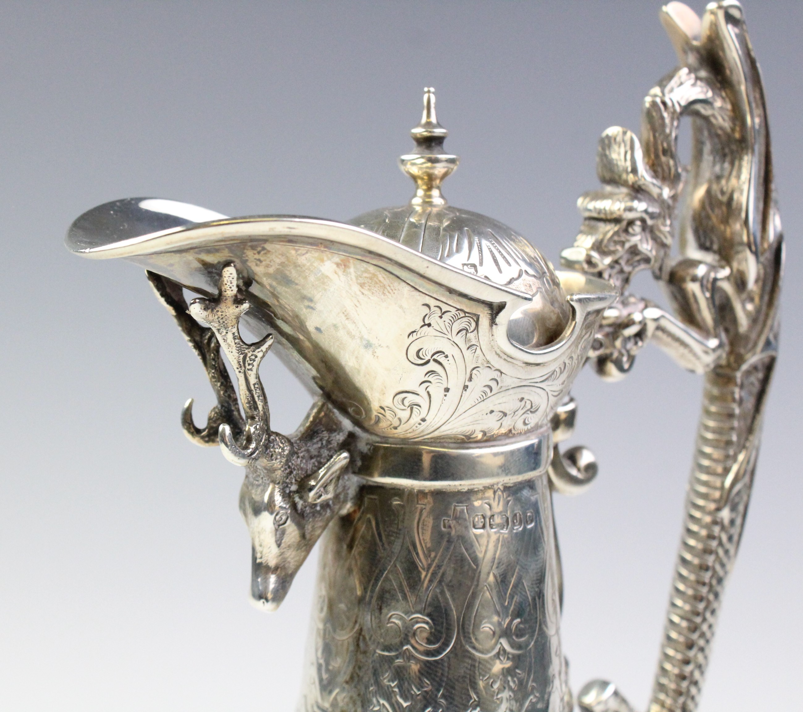 A Victorian silver mounted cut glass claret jug, marks for 'WP', - Image 5 of 6