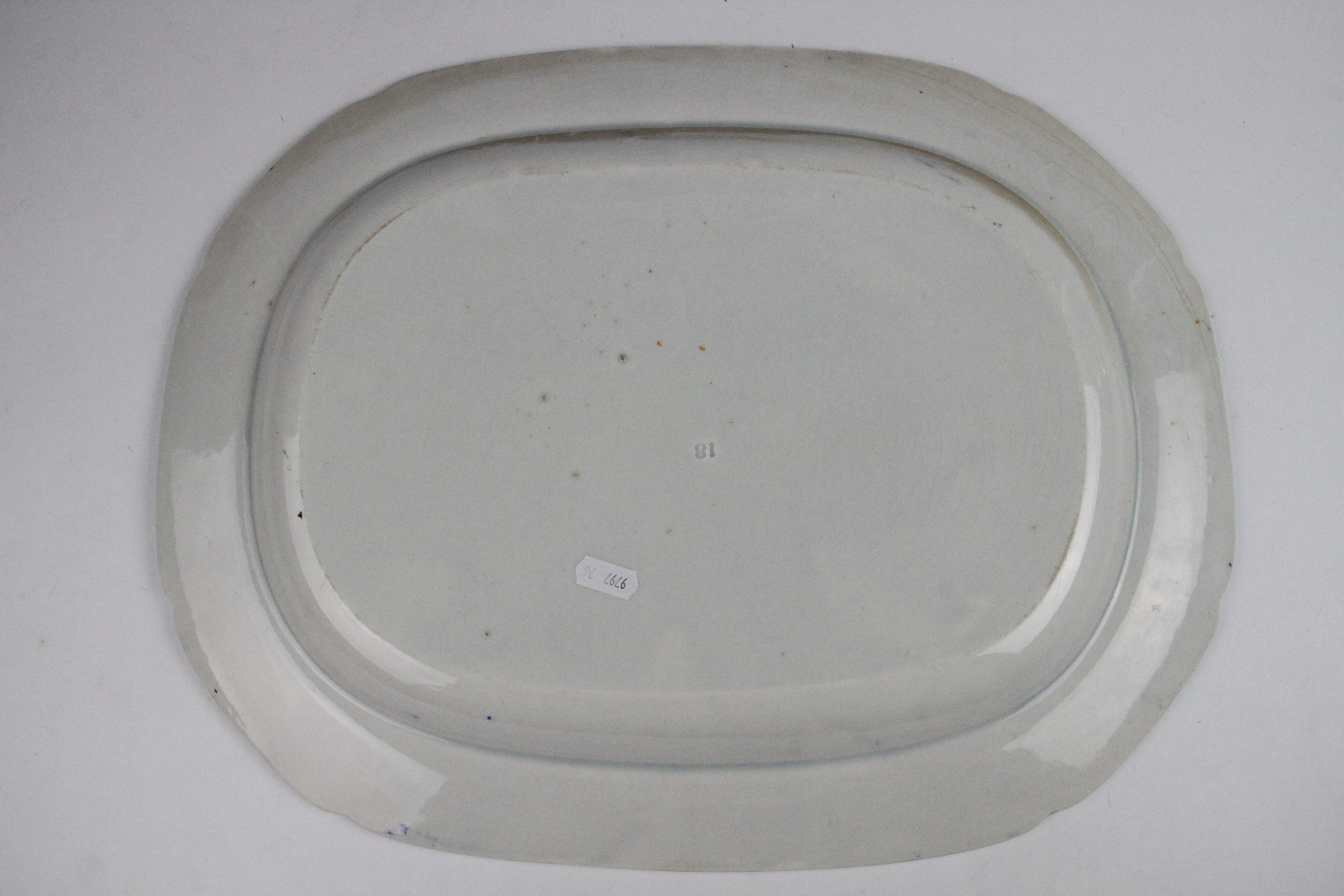An Adams blue and white pearlware meat plate, 19th century, transfer printed with lions in a - Image 8 of 8