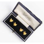 A pair of 9ct gold fox mask cufflinks by Alabaster & Wilson, Birmingham 1984, each fox head