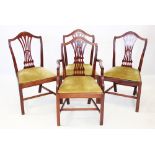 A set of twelve (10+2) Hepplewhite style mahogany dining chairs,