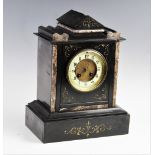 A Victorian slate and rouge marble mantel clock, the architectural case encasing the 10cm white