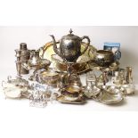 A large quantity of 19th century and later white metal, silver plated and EPNS wares, to include a