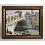 William Bernard Reid (Exh 1916-1938), Oil on board, The Rialto Bridge, Venice, Signed lower right,