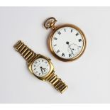 A Gent's vintage 18ct gold Vertex wristwatch, the white enamel dial with Arabic numerals and
