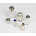 A selection of silver and white metal mounted dressing table jars, to include a cut glass, silver