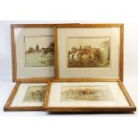 After Randolph Caldecott (1846-1886), Four prints on paper, 'Scenes With The Old Mickledale Hunt'