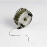 A Hardy Longstone 5" alloy sea reel (c.1937-1954), unperforated face, twin black handles, nickel