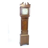 A George III oak and mahogany cross banded thirty hour longcase clock signed 'Benbow, Wellington',