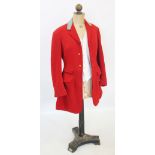 An Edwardian pink hunting coat, with Cheshire Forest blue collar and 'CFH' engraved Cheshire