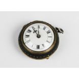 A George III pair case pocket watch, the round white ceramic dial with Roman numerals, set to a