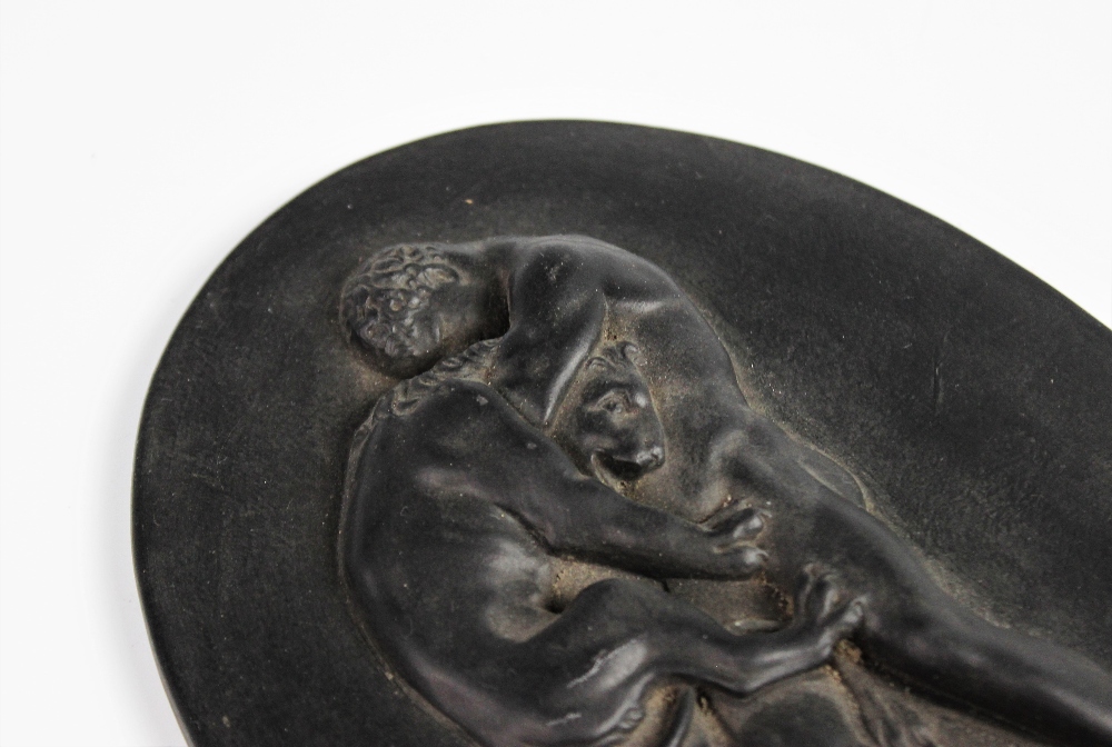 A Wedgwood black basalt oval plaque, 19th century, depicting Hercules strangling the Nemean Lion, - Image 3 of 3