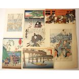 A collection of Japanese woodblock prints, Ukiyo-e School, 19th century and later, to include