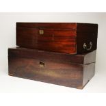 A mid 19th century rosewood stationery box, opening to a writing slope and compartments, 45cm wide