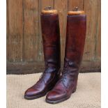 A pair of Moykopf of London ox blood leather gentleman's riding boots, with quarter lace front and