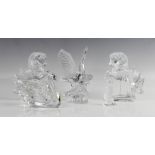 Six Waterford Crystal animal figures, comprising: a pair of carousel horses, each 16cm high, a swan,