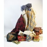 A selection of vintage clothing, textiles, dress making equipment and accessories, to include a