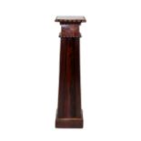 A 19th century and later constructed mahogany pedestal, the square top with a ring turned edge