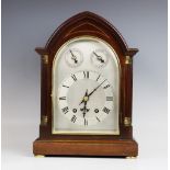 An early 20th century mahogany cased Westminster chime bracket clock, of lancet form, the 15cm