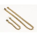 A 9ct gold curb link necklace and bracelet